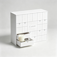 Boîte de calendrier de l'avent blanche personnalisée, boîte en papier multi-tiroirs pour un cadeau de style naturel pour les fêtes