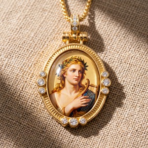 Colgantes Sol y Luna Apolo Artemisa <span class=keywords><strong>de</strong></span> Latón Bañado en Oro con Esmalte Pintado a Mano y Circones, Collar <span class=keywords><strong>de</strong></span> Pareja, Joyería a Juego, Proveedor - Product Image 1