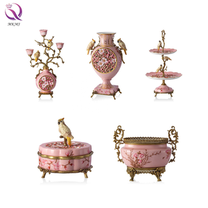 <span class=keywords><strong>Vase</strong></span> en céramique antique européen en porcelaine avec laiton rose fleur de cerisier <span class=keywords><strong>Vase</strong></span> à fleurs décoratif pour salon porche décor à la maison - Product Image 5