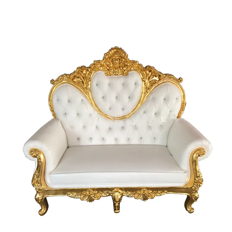 antique wooden customized hotel royal chair king throne wedding Birch wood gold chairs wedding luxury