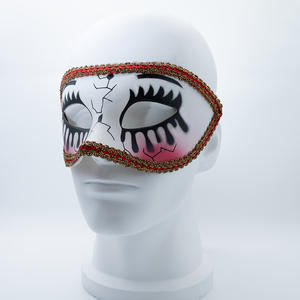 Hongliang Bloody Halloween Masquerade Mask Pintado a mano Crack Mask con Lash Venice Hecho a mano Negro Rojo Día de los muertos Máscaras de ojos - Product Image 4