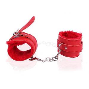 Menottes Sexuelles Sexy en Fausse <span class=keywords><strong>Fourrure</strong></span> et Cuir PU, Menottes de Contrainte pour Jeux de Désir SM, Article de Fétichisme et Bondage - Product Image 3