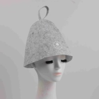 Gorro de Sauna de Fieltro Reciclado Ecológico Gris Jaspeado, Venta al por Mayor, Logotipo Personalizado, Directo de Fábrica, Gorro para Baño de Vapor y Spa