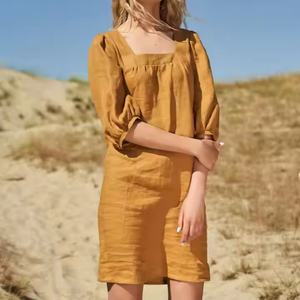 เดรสผ้าลินินสั่งตัดแบบใหม่ ไซส์ใหญ่ คุณภาพสูง ขายส่ง ราคาสบายกระเป๋า ชุดเดรสชายหาดเรียบหรูสำหรับสุภาพสตรี - Product Image 5