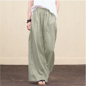<span class=keywords><strong>Pantalon</strong></span> ample <span class=keywords><strong>taille</strong></span> haute en coton et <span class=keywords><strong>lin</strong></span> pour <span class=keywords><strong>femme</strong></span>, avec poches, coupe décontractée à jambe large, idéal printemps-été - Product Image 5