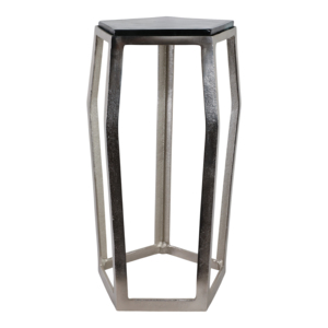Tavolino d'appoggio in marmo con piano a forma di pentagono e struttura sottile, ideale per piccoli spazi e decorazioni per la casa - Product Image 4