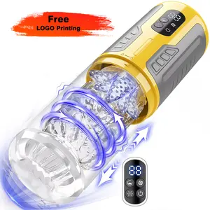 One-Click Burst Penis Pomp Trainer Dual Vibration Thrusting Roterende Automatische Mannelijke Masturbator Elektrische Stroker Machine Voor Mannen