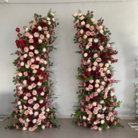 Arche de fleurs artificielle personnalisée en rose bordeaux et eucalyptus pour mariage, arrangement floral pour toile de fond de fête