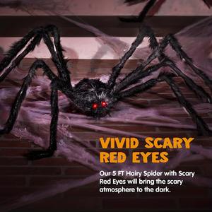 Grandes decoraciones realistas para patio de araña de Halloween, decoraciones para fiestas peludas para interiores y exteriores, pedido mínimo de 2 uds. - Product Image 2