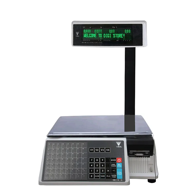 New SM110 plus big display barcode label printing scales with pole for DIGI sm100 weighing scale