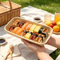 Conteneur alimentaire en papier kraft recyclable série EP avec couvercle à boucle sécurisée pour la restauration à emporter en gros pour les vendeurs de nourriture