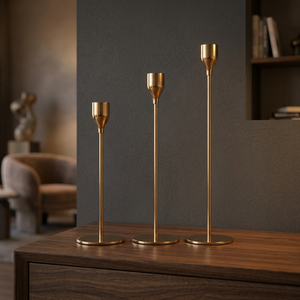 Juego de Portavelas de Metal Dorado, Soporte para Velas Cónicas, Decoración para Bodas, Fiestas y Navidad - Product Image 2