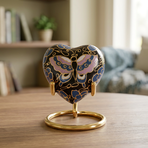 Heart shape metal <b>urn</b> Modern handmade <b>urn</b> Patio decor <b>urn</b> jar Metal <b>urn</b> for ashes - Product Image 1
