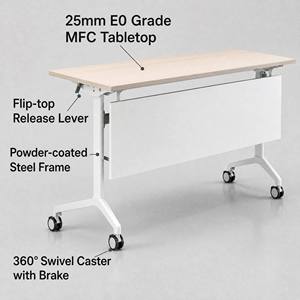 Mesa Plegable para Sala de Reuniones Greatway con Ruedas, Estructura de Acero, Escritorio de Entrenamiento, Muebles de Oficina que Ahorran Espacio - Product Image 5