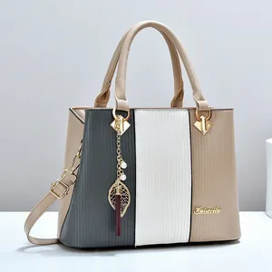 Sac messager rétro en cuir PU pour femme, léger, pliable, résistant à l'eau, fermeture éclair, polyester, deux sangles, sac à main - Product Image 5