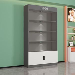 Vetrina Espositiva Moderna in Legno con Porta in Vetro e Serratura per Salone di Bellezza, Contenitori per Cosmetici e Regali - Product Image 6