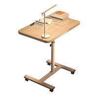 Table d'hôpital en bois massif, mobile, réglable en hauteur, pliable, avec plateau rotatif à 360 degrés, inclinable et relevable, garantie à vie