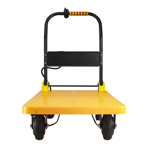 Yellow 60*90cm Electric Transport Warehouse Hand Truck Battery Powered Trolley Motor <strong>Platform</strong> Heavy Duty Trolleys - Product Image 2