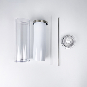 Snowglobe-vaso con pajitas de metal y tapas deslizantes para beber, vaso de acero inoxidable liso con sublimación en blanco, 20oz - Product Image 6