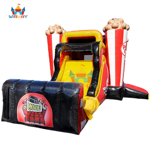 Château gonflable à thème soirée cinéma avec toboggan - <span class=keywords><strong>Maison</strong></span> de jeu gonflable cinéma popcorn pour enfants, fête commerciale en plein air - Product Image 4