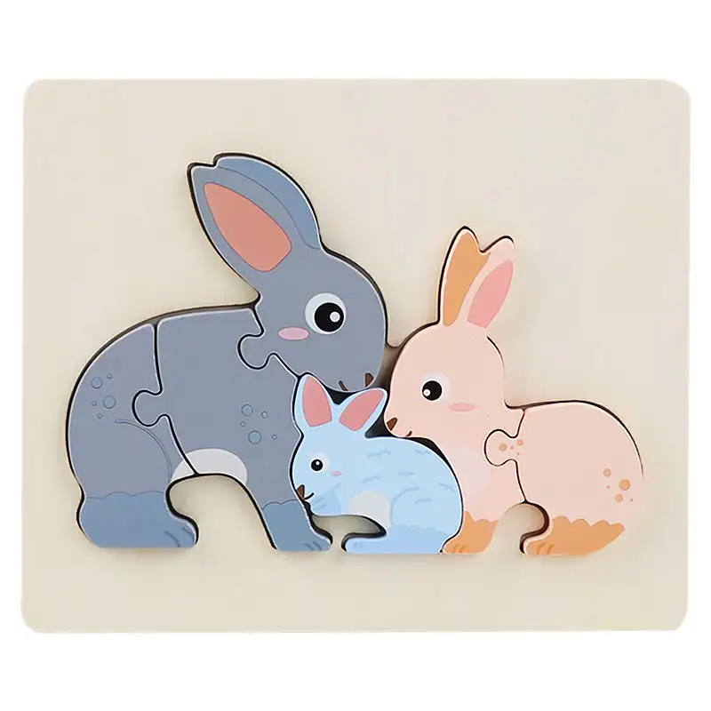 Rabbit type early education block puzzle baby cognition wooden puzzle toys