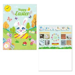 2021 Easter decorative wall stickers Bunny eggs cupboard refrigerator Static cling sticker for glass window Easter stickers