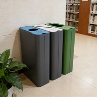 Grande poubelle publique intérieure en acier inoxydable à ouverture supérieure pour la tri sélectif des déchets, avec seau intérieur amovible et conception robuste