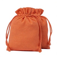 Sac de rangement de forme ronde pour présentation de bijoux, pochette à bijoux orange avec cordon de serrage, forme rectangulaire pour le rangement et la présentation d'accessoires
