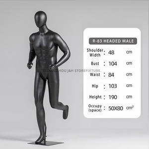 Tête d'oeuf Sport mannequin complet du corps Modèle de corps musclé Finition noire mate Mannequin athlétique masculin - Product Image 2