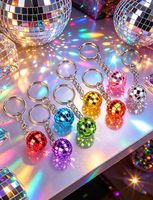 Porte-clés Boule Disco Rétro Colorée à Marque Privée, Anneau de Clé Miroir, Conception Personnalisée, Fournitures de Fête, Fabrication ODM