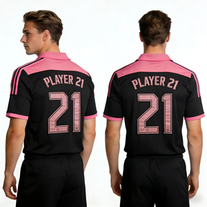 Jersey Sepak Bola Pria Custom 100% Polyester Bordir Kerah Bulat Lengan Pendek Cepat Kering Bernapas Sablon Laser Atasan Tim - Product Image 4