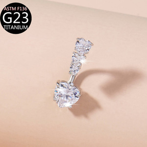Commercio all'ingrosso ASTM F136 titanio G23 curvo bilanciere <span class=keywords><strong>ombelico</strong></span> <span class=keywords><strong>Piercing</strong></span>, 14G vendita calda ventre pulsante anello gioielli per le donne - Product Image 4