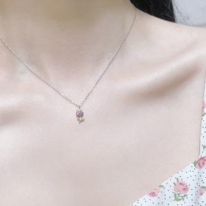 Collar de Plata de Ley S925 con Diseño de Tulipán, Colgantes y Dijes con Lenguaje de Flores, Lujo Sencillo, Versátil, Dulce, Pequeño, Ligero - Product Image 3