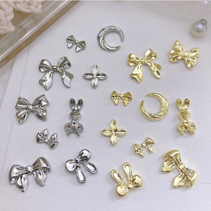 Nuevo Estilo, Venta al por Mayor, 10 Piezas/Bolsa, Adornos de Uñas con Forma de Mariposa, Lazo, Luna y Conejo, Aleación Dorada y Plateada, Accesorios de Uñas de Lujo - Product Image 2