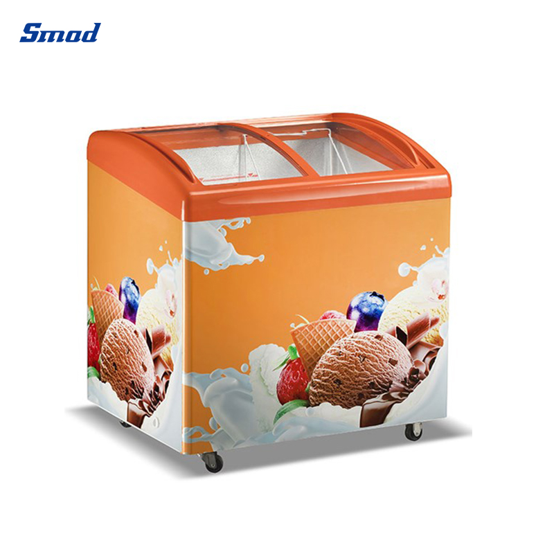Smad 378L Commercial Ice Cream Chest Freezer with Glass Door
