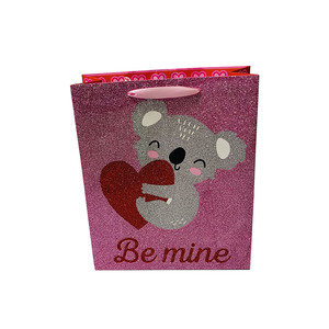 Sacchetti Regalo in Carta Glitterata VT42 per San Valentino con Simpatici Disegni di Animali, Sacchetti <span class=keywords><strong>Rosa</strong></span> a Tema Amore per Feste di Bambini e Coppie - Product Image 3