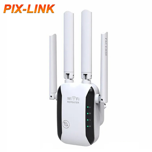 PIX-LINK 300Mbps 2.4Ghz Wireless WiFi Repeater Wi Fi Signal Booster WiFi Amplifier 2.4G Wi-Fi Long Range Extender With 4 Antenna