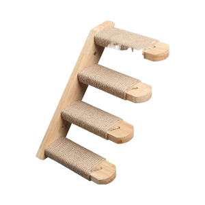 Árbol para Gatos Moderno y <span class=keywords><strong>Cl</strong></span>ásico de Cuatro Niveles, Montado en la Pared, Ecológico, con Rascador de Sisal, Material de Lino, Duradero, Ajustable, en Caja - Product Image 1