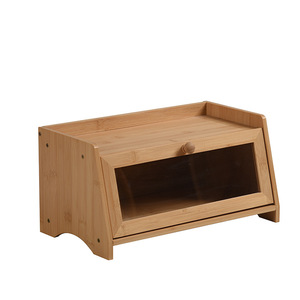 กล่องขนมปังไม้ไผ่พร้อมหน้าต่างมองเห็นได้ สีธรรมชาติ 40x22x20 ซม. สำหรับเก็บขนมปังปิ้งในครัวสไตล์โมเดิร์น - Product Image 2