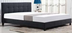 Cama de terciopelo de fácil montaje, diseño moderno, marco de cama doble de madera contrachapada gris de lujo, <span class=keywords><strong>2022</strong></span> - Product Image 2