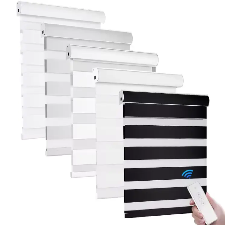 Remote Window Roller Shades Electric Shades Zebra Window Shades Blinds Horizontal Day And Night Zebra Blinds