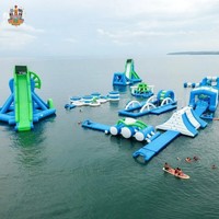 Parc aquatique gonflable Commercial en mer, eau flottante gonflable, équipement de parc d'attractions aquatique, jeu