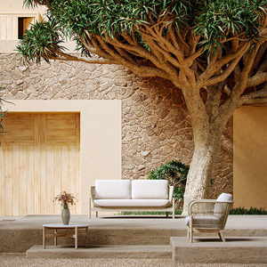 Nordic Outdoor Leisure Villa Courtyard Garden Hotel Homestay Creative Sofa Combinaison <span class=keywords><strong>Rotin</strong></span> Solid Wood Sofa - Product Image 3