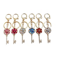 Porte-clés vintage en forme de fleur de cristal, pendentif clé en strass, breloque de sac, porte-clés pour femme, logo personnalisé, cadeau souvenir