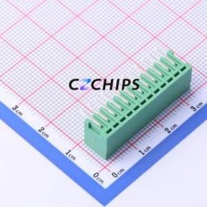 DB2ERC-2.54-12P-GN Plug-in Terminal Block Bent Lead Through Hole,P=2.54mm Board-to-Board / Socket - Closed 1x12P 2.54mm Green - Product Image 2