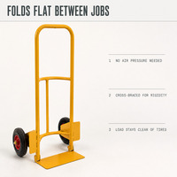 Chariot à main pliable en métal industriel à 2 roues, personnalisable OEM, chariot de plateforme pour entrepôt