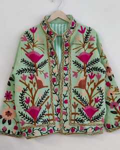 เสื้อแจ็คเก็ตผ้าฝ้ายทอลายสัตว์ปักลายดอกไม้ ระบายอากาศได้ดี สไตล์โบฮีเมียน สีสันสดใส ของขวัญสำหรับเธอ - Product Image 1