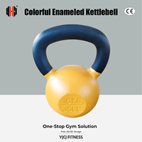 Kettlebell émaillé couleur personnalisée, corps lisse, poignée large, structure durable pour équipement d'entraînement de force commercial
