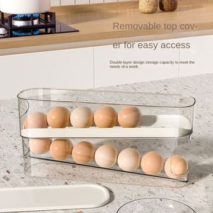 Egg Box Storage Refrigerator Food Grade <b>Rolling</b> Egg <b>Rack</b> Kitchen Fresh Side Door Refrigerator Storage Injection Plastic - Product Image 4
