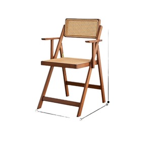 Rattan Folding Chair With Backrest And Armrests Foldable <b>Dining</b> Chair For <b>Dining</b> Room - Product Image 5
